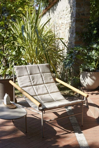 Fotel wypoczynkowy Glam outdoor do ogrodu i na taras, tkanina, styl glamour, z podłokietnikami