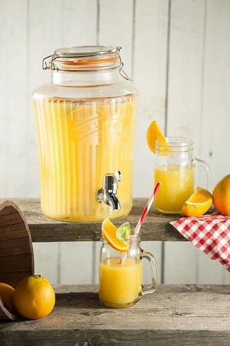 Szklany słój do napojów z kranikiem 5l Vintage KILNER na lemoniadę i garden party