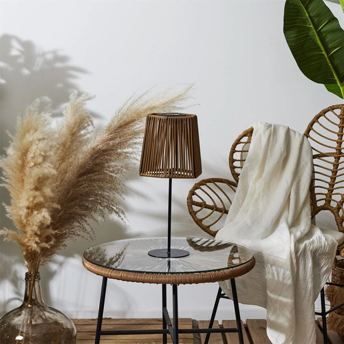 Lampka nocna solarna LED Merrill beżowa klasyczna na taras Intesi odporna na deszcz 40 cm