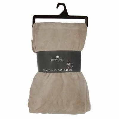 Koc flanelowy Atmosphera beżowy 180x230 cm ciepły miękki na kanapę do salonu