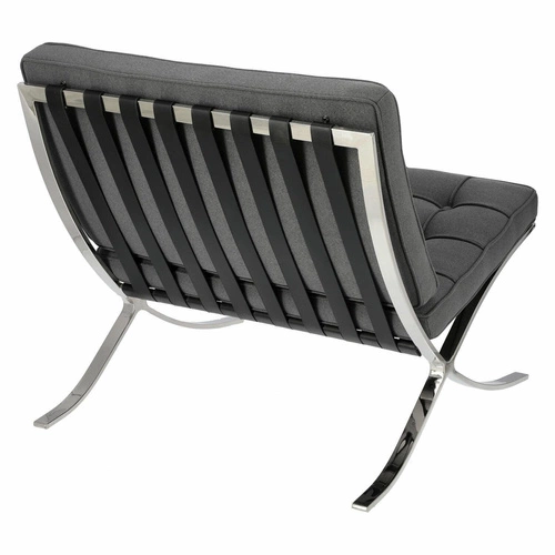 Fotel wypoczynkowy BA1 inspirowany Barcelona do salonu glamour tkanina antracyt chrom