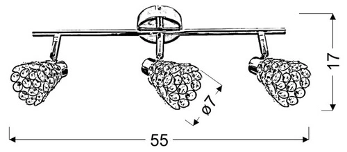 Lampa sufitowa Glossy nowoczesna regulowana chrom 3-punktowa do salonu i sypialni