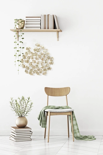 Złota metalowa dekoracja ścienna Miłorząb Intesi glamour ozdoba na ścianę do salonu