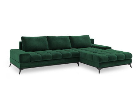 Narożnik z funkcją spania Deneb Bottle Green Velvet prawostronny
