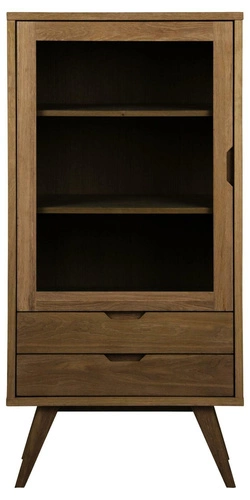 Witryna szklana do salonu A-Line dąb dymiony skandynawska na książki i alkohol Actona 145 cm