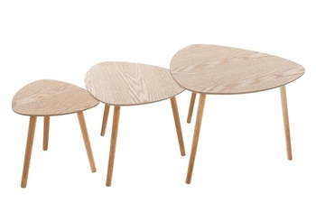 Zestaw 3 stolików kawowych Mileo S drewnianych do salonu skandynawskich naturalnych
