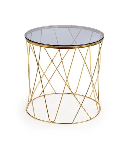 Stolik kawowy Borda okrągły szklany złoty nowoczesny 55 cm do salonu Intesi