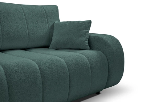 Sofa rozkładana 3 osobowa Hobro zielona z funkcją spania i pojemnikiem do salonu