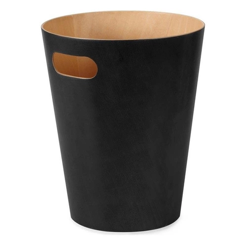 Umbra Woodrow czarny kosz na śmieci biurowy drewniany nowoczesny 7,5l