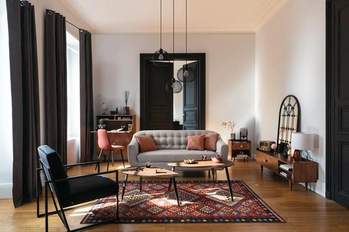 Zestaw 2 owalnych stolików kawowych Mileo L czarny loftowy do salonu Atmosphera 2w1