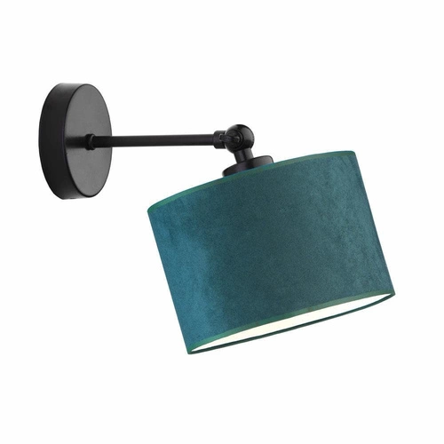 Kinkiet ścienny glamour TETE LYSNE welurowy zielony regulowany do salonu i sypialni 25 cm
