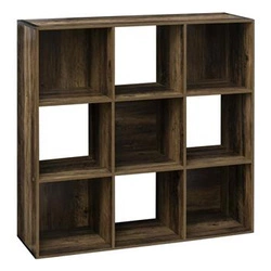 Regał na książki Kali brązowy industrialny z 9 półkami do salonu i biura 100,5x100,5 cm