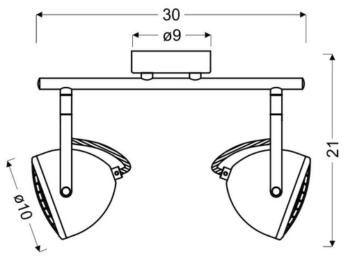 Nowoczesna lampa sufitowa Pent szara metalowa regulowana do salonu i sypialni 2-punktowa