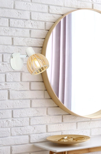 Kinkiet ścienny Atarri biały z drewnem nowoczesny regulowany do sypialni i salonu CANDELLUX