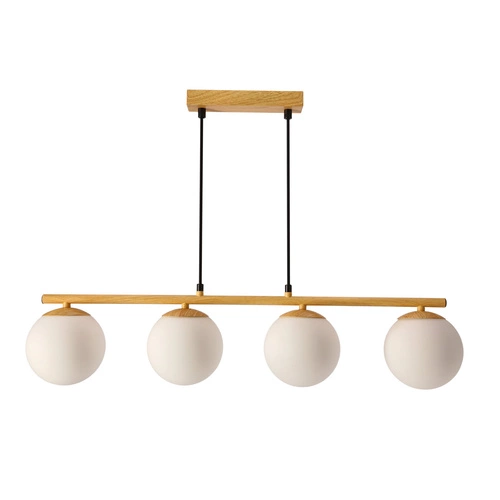 Lampa wisząca Carrine drewniany 4x40W  E14 klosz biały