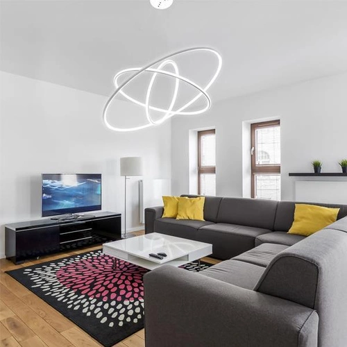 Lampa sufitowa LED Ledowe Okręgi 80cm biała nowoczesna do salonu z regulacją wysokości