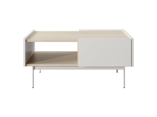 Stolik kawowy Cashmer prostokątny skandynawski beżowy z szufladami i półką do salonu