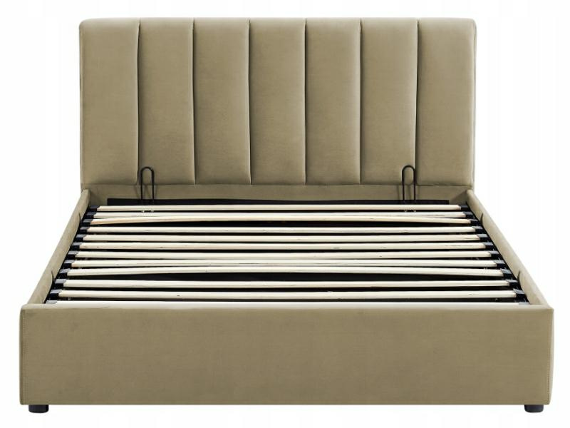 Łóżko tapicerowane Lexington 120x200 beżowe welurowe z pojemnikiem