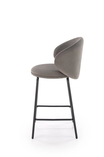 Hoker Nafan szary welurowy z oparciem do kuchni i jadalni nowoczesny 63 cm Intesi