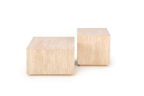 Stolik kawowy Travertino kwadratowy 60x60 nowoczesny do salonu imitacja trawertynu Intesi