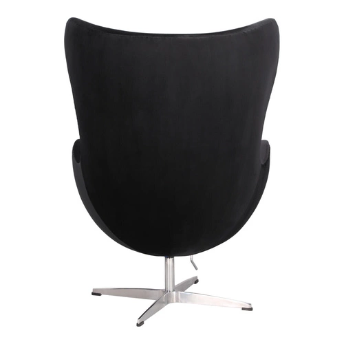 Fotel Jajo Egg czarny welur obrotowy do salonu nowoczesny glamour srebrna podstawa