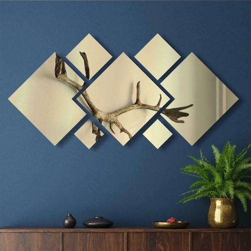 Złota lustrzana dekoracja ścienna Intesi Tryptyk 7 elementów nowoczesna ozdoba na ścianę do salonu