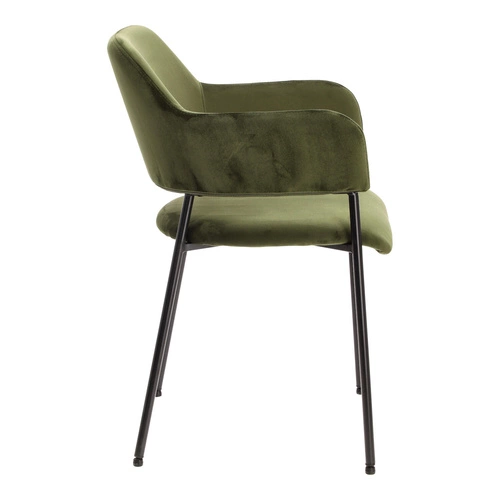 Krzesło do jadalni tapicerowane Lima Actona welurowe zielone z podłokietnikami łatwe czyszczenie
