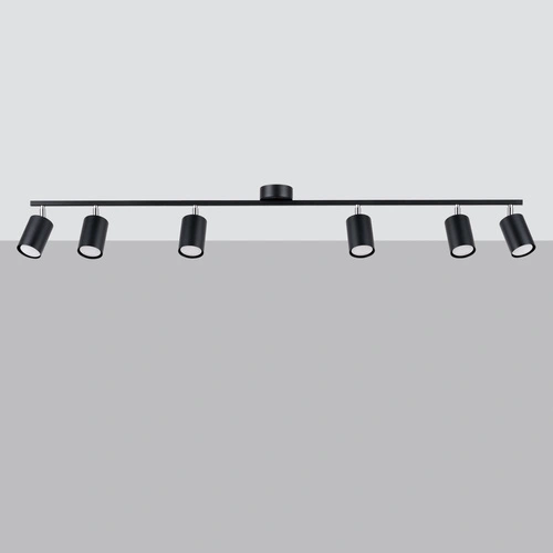 Plafon sufitowy LEMMI 6L czarny nowoczesny metalowy z regulacją do salonu SOLLUX