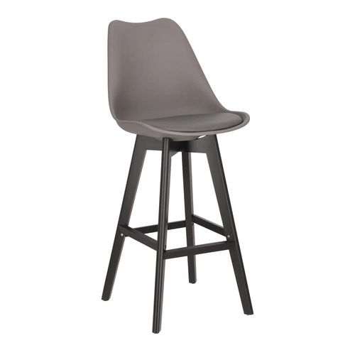 Stołek barowy Norden wood black high PP   ciemny szary