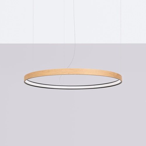 Nowoczesny żyrandol LED RIO_EIK 78 z dębu do salonu i jadalni Thoro 79 cm