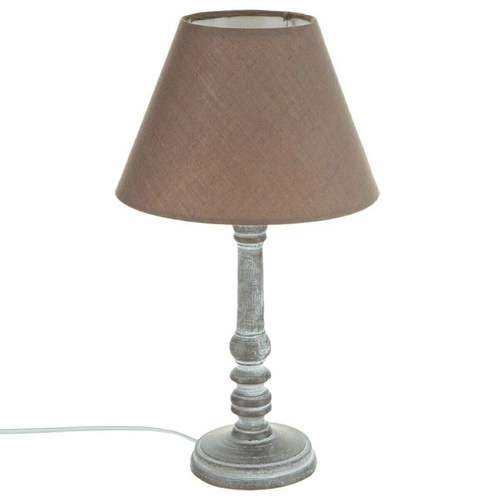 Lampka nocna do sypialni Leo Atmosphera klasyczna drewniana z abażurem brązowa 36cm