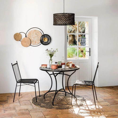 Stół okrągły do jadalni Kipos Atmosphera 90 cm ceramika czarny orientalny nowoczesny