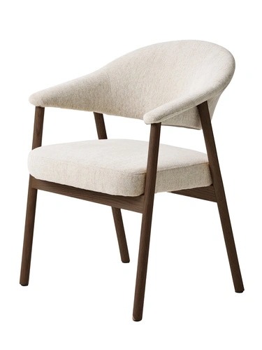 Krzesło tapicerowane Klen beżowe dębowe z podłokietnikami do jadalni i salonu skandynawskie