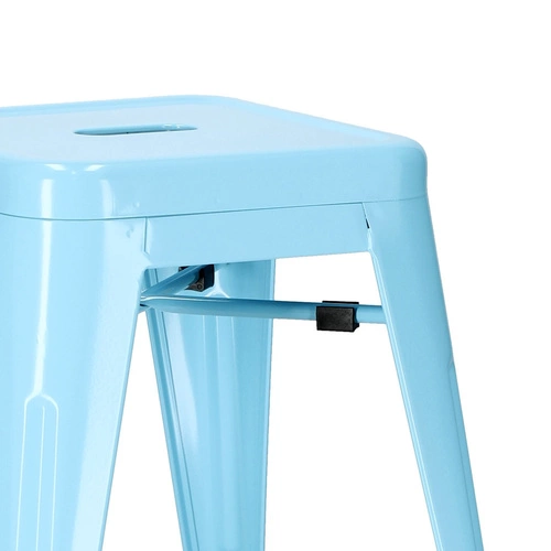 Stołek Paris niebieski metalowy do kuchni i salonu inspirowany Tolix nowoczesny 46 cm D2.DESIGN
