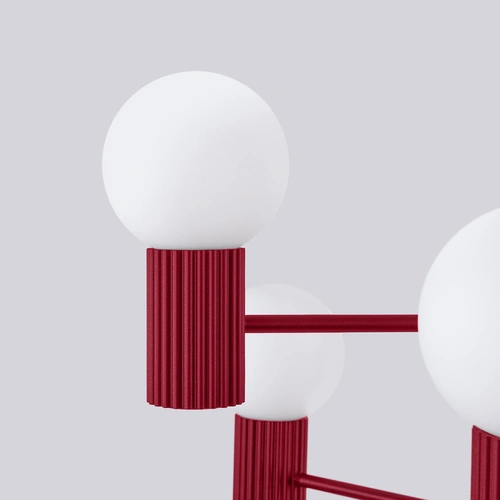 Żyrandol nowoczesny HALO 6 burgund lampa sufitowa do salonu i jadalni 64 cm