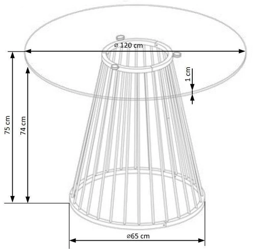 Stół okrągły szklany Dabro 120 cm na jednej nodze złoty nowoczesny do jadalni i salonu Intesi