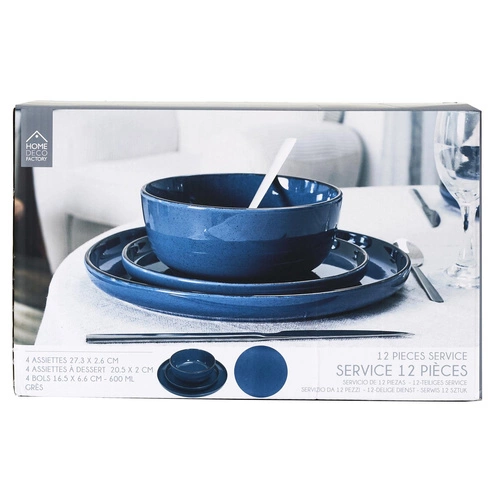 Zestaw obiadowy Temp nowoczesny niebieski komplet talerzy na 4 osoby do jadalni