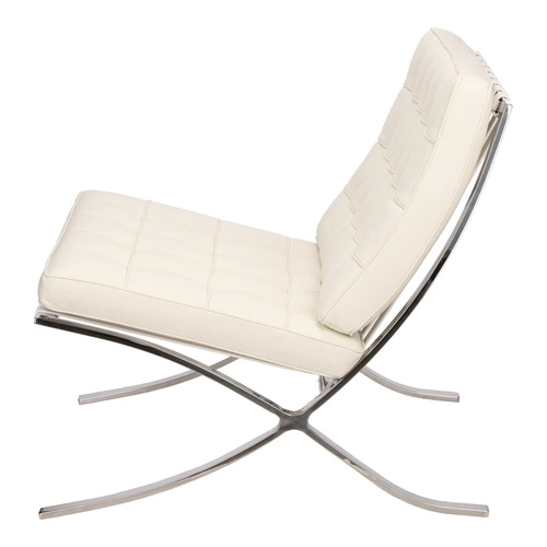 Fotel wypoczynkowy BA1 skóra naturalna biały inspirowany Barcelona nowoczesny do salonu