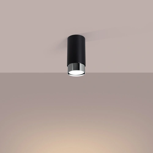 Plafon sufitowy NERO 12,5 czarny chrom nowoczesny metalowy do salonu i przedpokoju