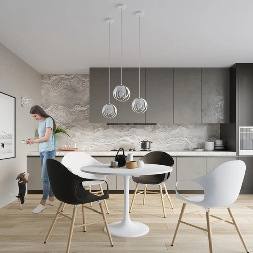 Lampa wisząca kula Tulos 3-punktowa biała do salonu i jadalni nowoczesna