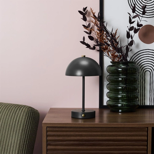 Lampka nocna LED Intesi Funghi czarna bezprzewodowa do sypialni z funkcją ściemniania