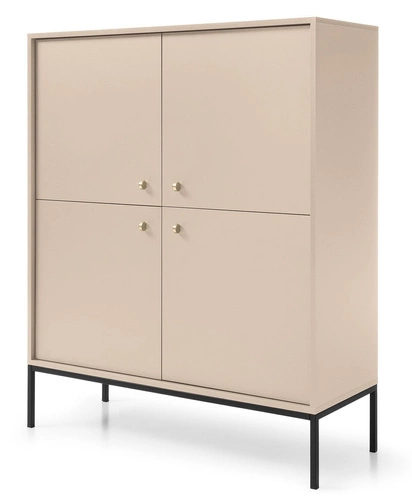 Komoda Evora wysoka beżowa 125 cm nowoczesna na nóżkach do salonu i sypialni Intesi