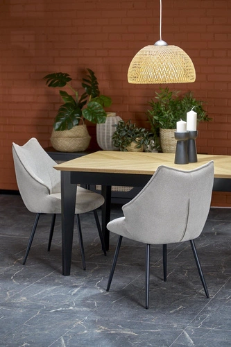 Stół rozkładany do jadalni Manavi 240 cm naturalny dąb czarne nogi nowoczesny Intesi