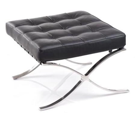 Fotel wypoczynkowy BA1 skóra naturalna czarny z podnóżkiem inspirowany Barcelona do salonu