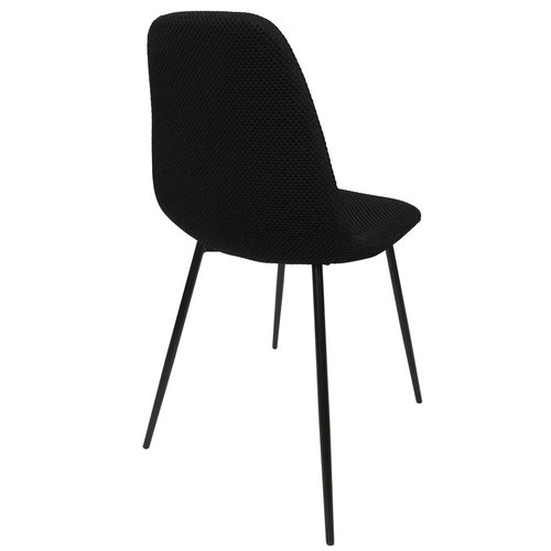 Krzesło tapicerowane Pori czarne Intesi nowoczesne do jadalni i kuchni na metalowych nogach