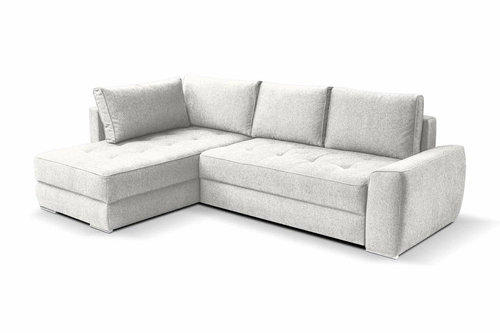 Narożnik z funkcją spania do salonu biały nowoczesny z pojemnikiem Rabis Intesi