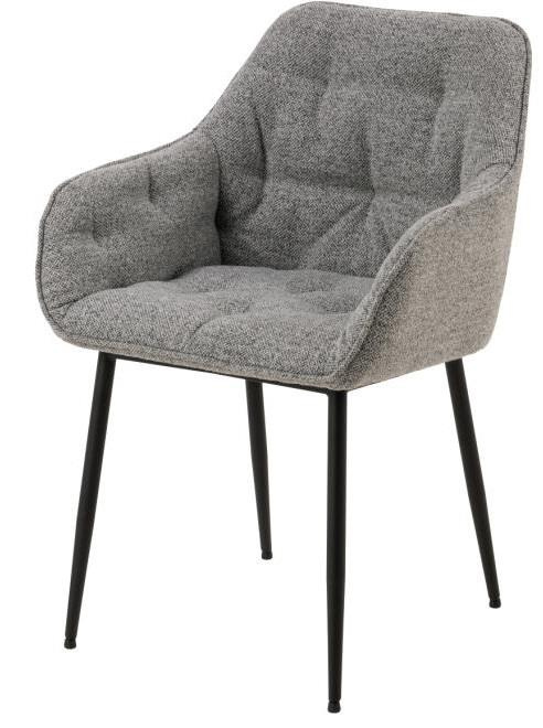 Krzesło tapicerowane Brooke szare z podłokietnikami do jadalni i salonu nowoczesne Actona