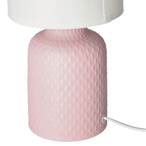 Lampa stołowa Iner nowoczesna ceramiczna różowa z abażurem do sypialni i salonu 32 cm