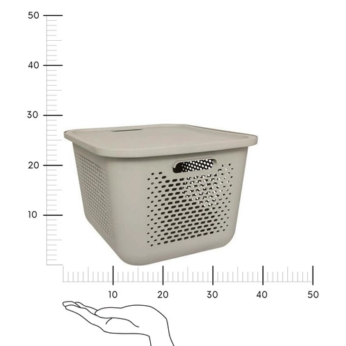 Kosz do przechowywania z pokrywką Aera 19,6 l beżowy do łazienki i kuchni 5five