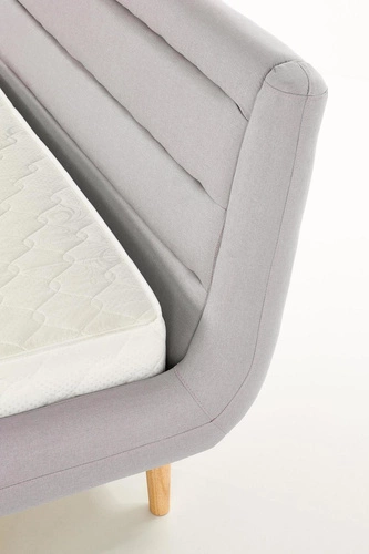 Łóżko tapicerowane kontynentalne Landi 160x200 do sypialni popielate skandynawskie